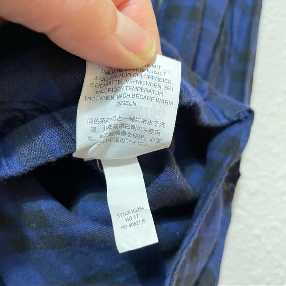 Madewell Blue & Black Plaid Twist Front Button Down Shirt Womens XXS Casual - Picture 9 of 9